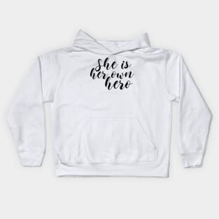 She Is Her Own Hero Kids Hoodie